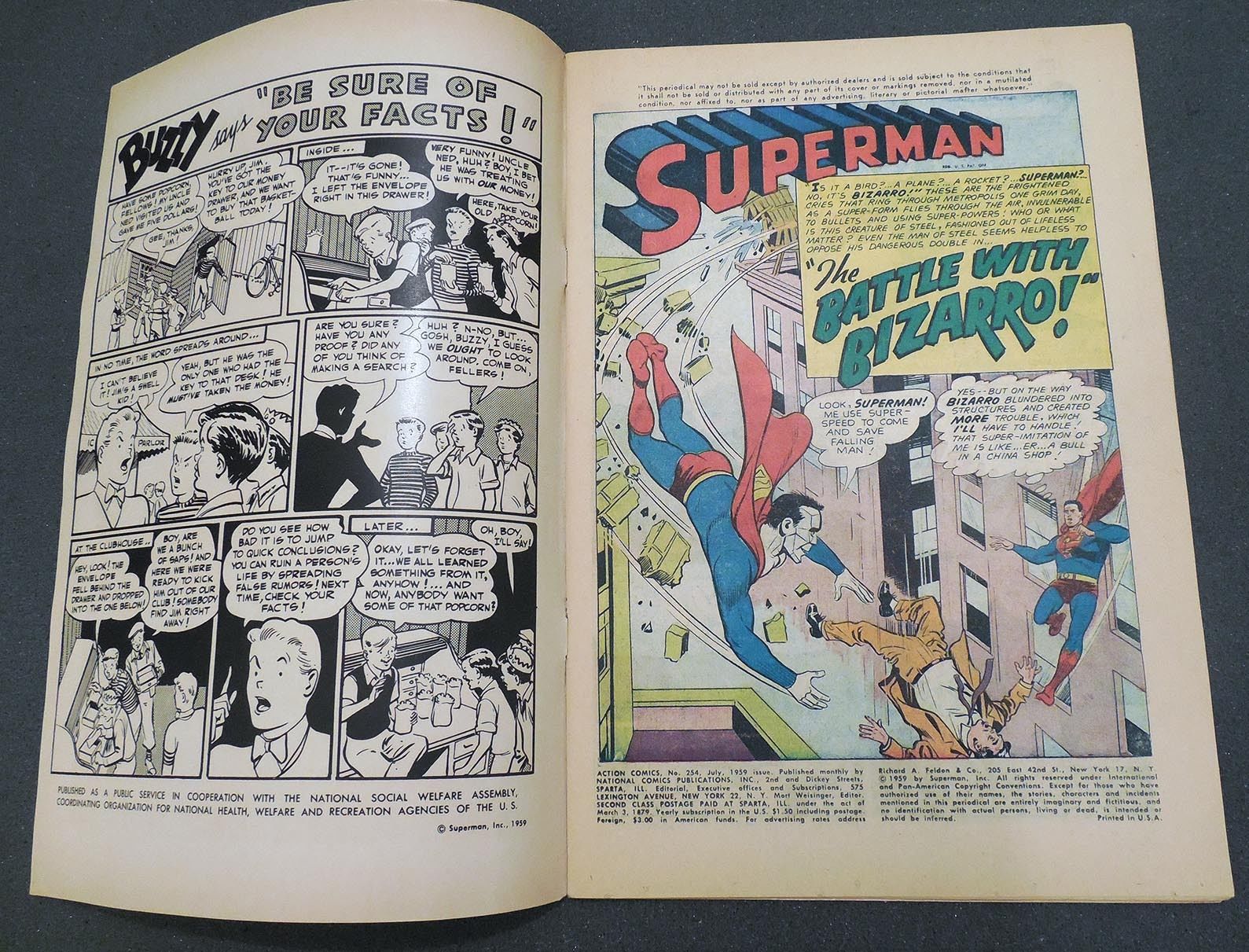 ACTION COMICS #254 - BEAUTIFUL HIGHER GRADE - 1st BIZARRO, 3rd SUPERGIRL SCARCE!