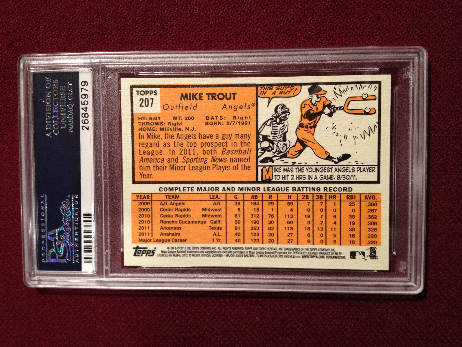 Mike Trout 2012 Topps Heritage Rookie Card RC PSA 10 Gem Mt