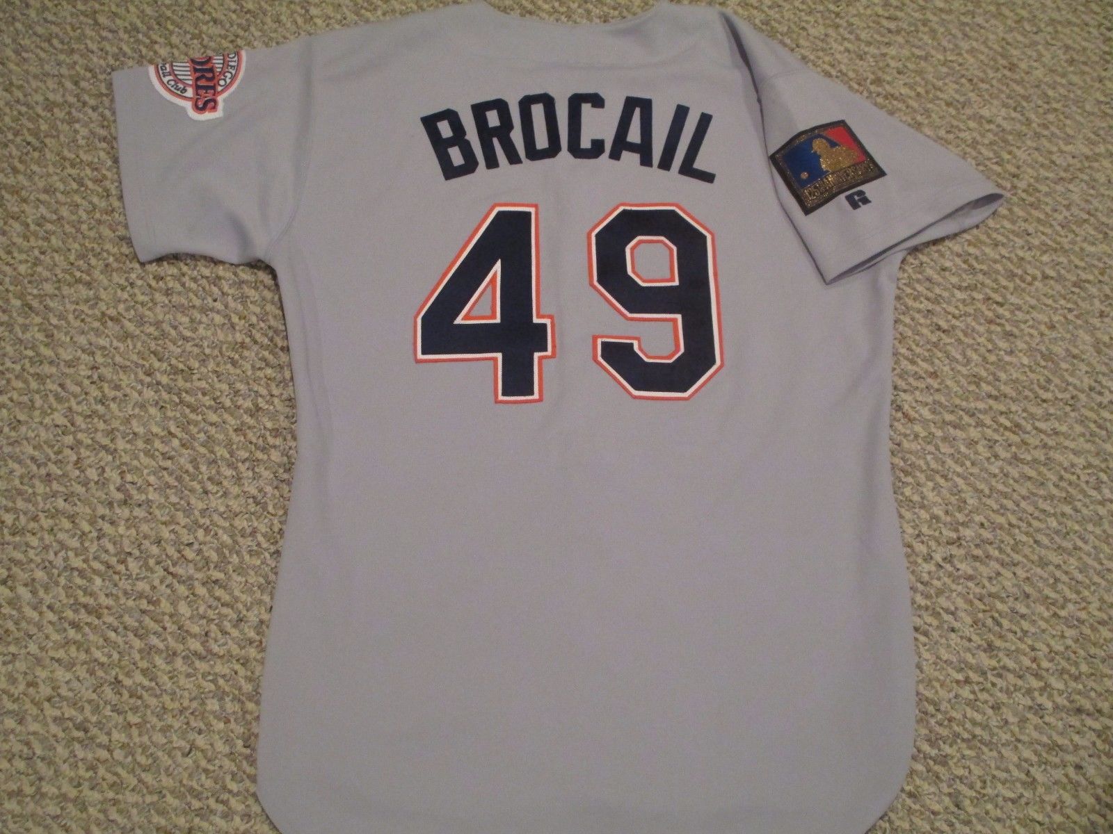 Doug Brocail #49 size 46 1994 San Diego Padres Game Used Jersey Road Gray 125th