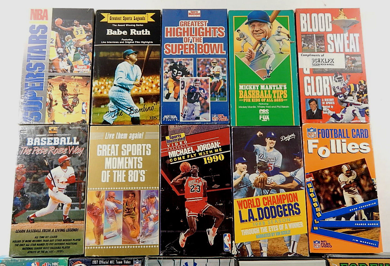 Lot of (15) Vintage Sports VHS Video Tapes ^ Jordan Ruth World Series Mantle