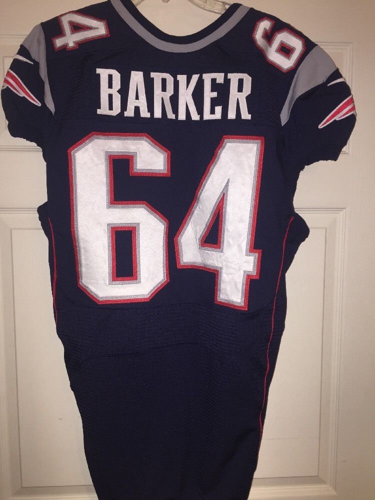 2013 Chris Barker New England Patriots Game Used Worn Nike Jersey Super Bowl COA