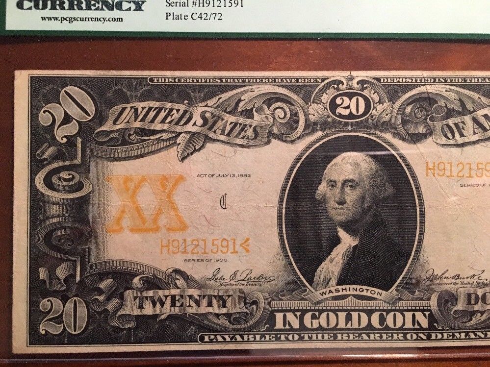 Very Nice 1906 $20 Gold Certificate Fr 1185 PCGS VF 20