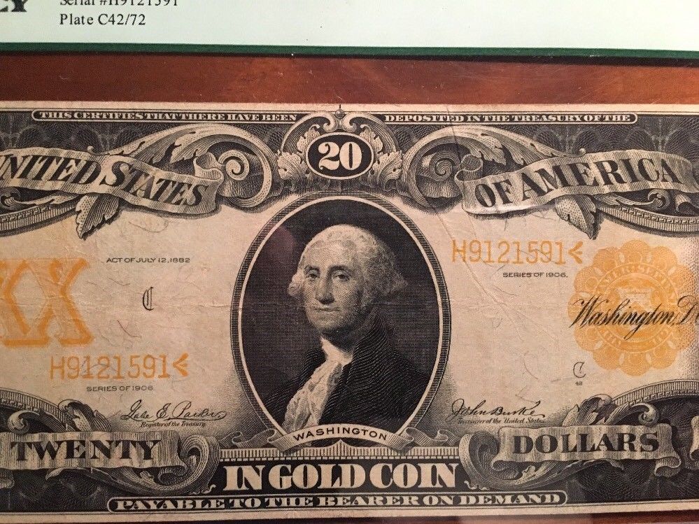 Very Nice 1906 $20 Gold Certificate Fr 1185 PCGS VF 20