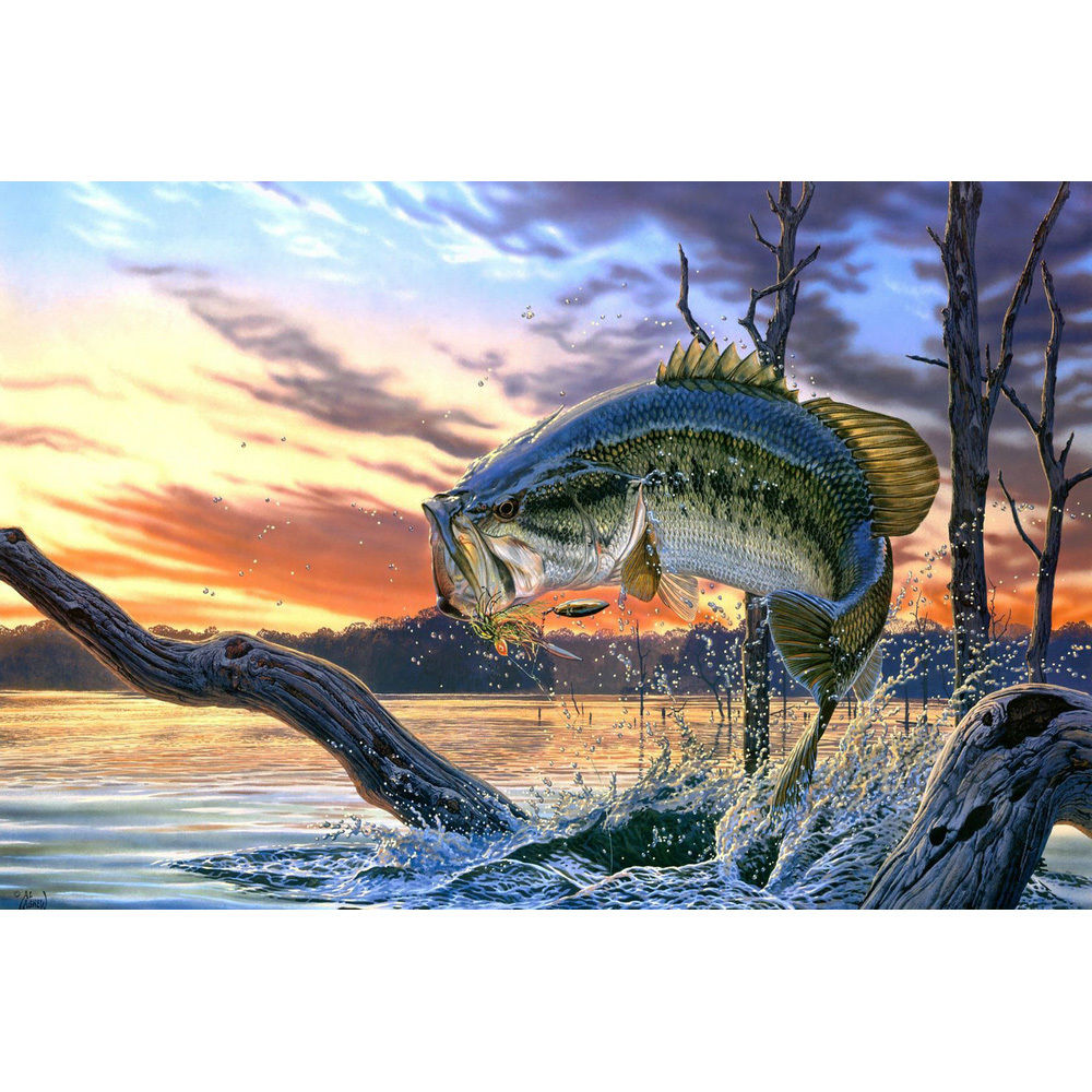 Bass Fishing Art Silk Poster Print 13x20 24x36 inch