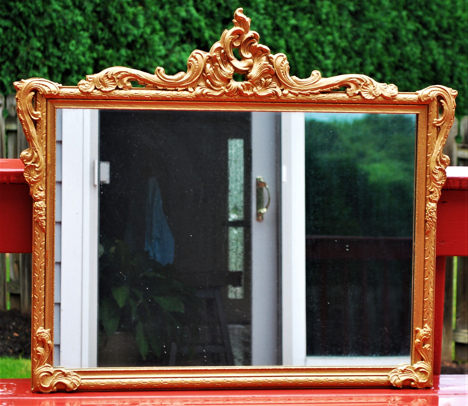 LARGE ANTIQUE GOLD GILT FRENCH WALL MIRROR