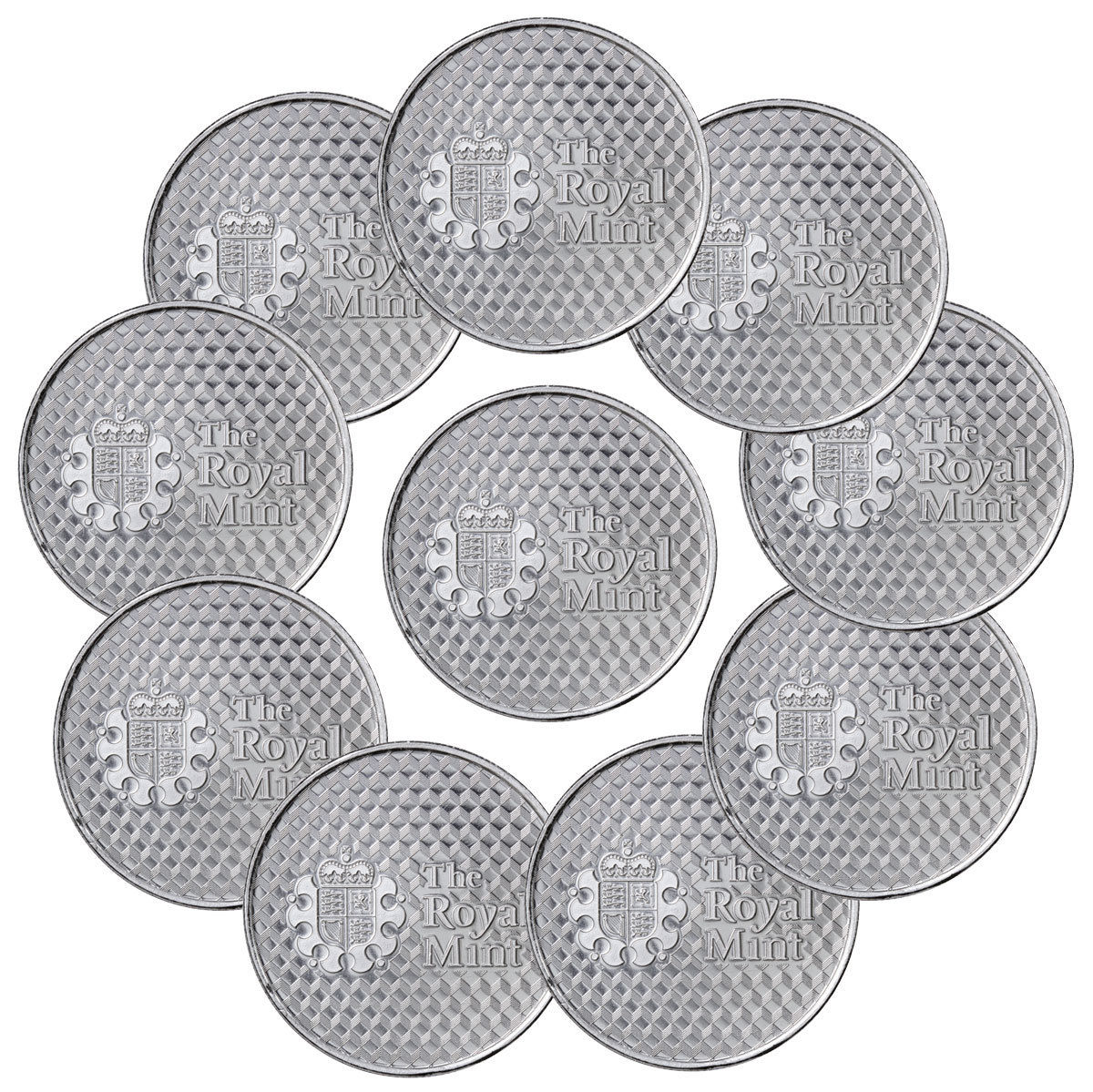 Lot of 10 - Royal Mint Center Shield 1 Troy oz. .999 Silver Round SKU45832