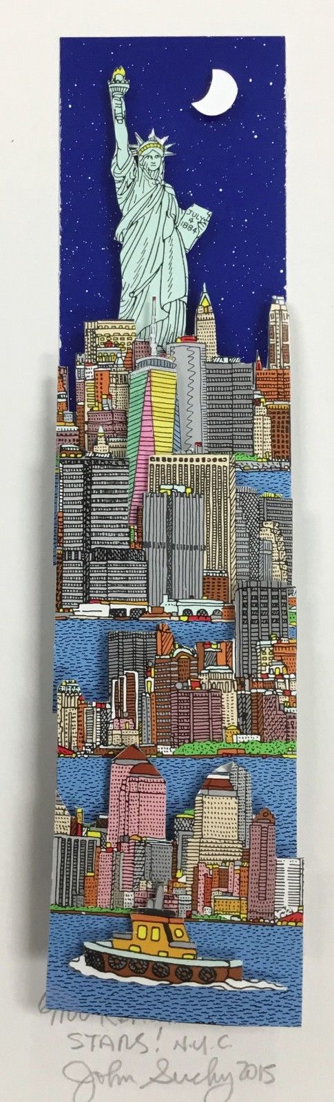 John Suchy Reaching For Stars NYC L/ED Signed 3D POP ART Custom Framed FREE SHIP