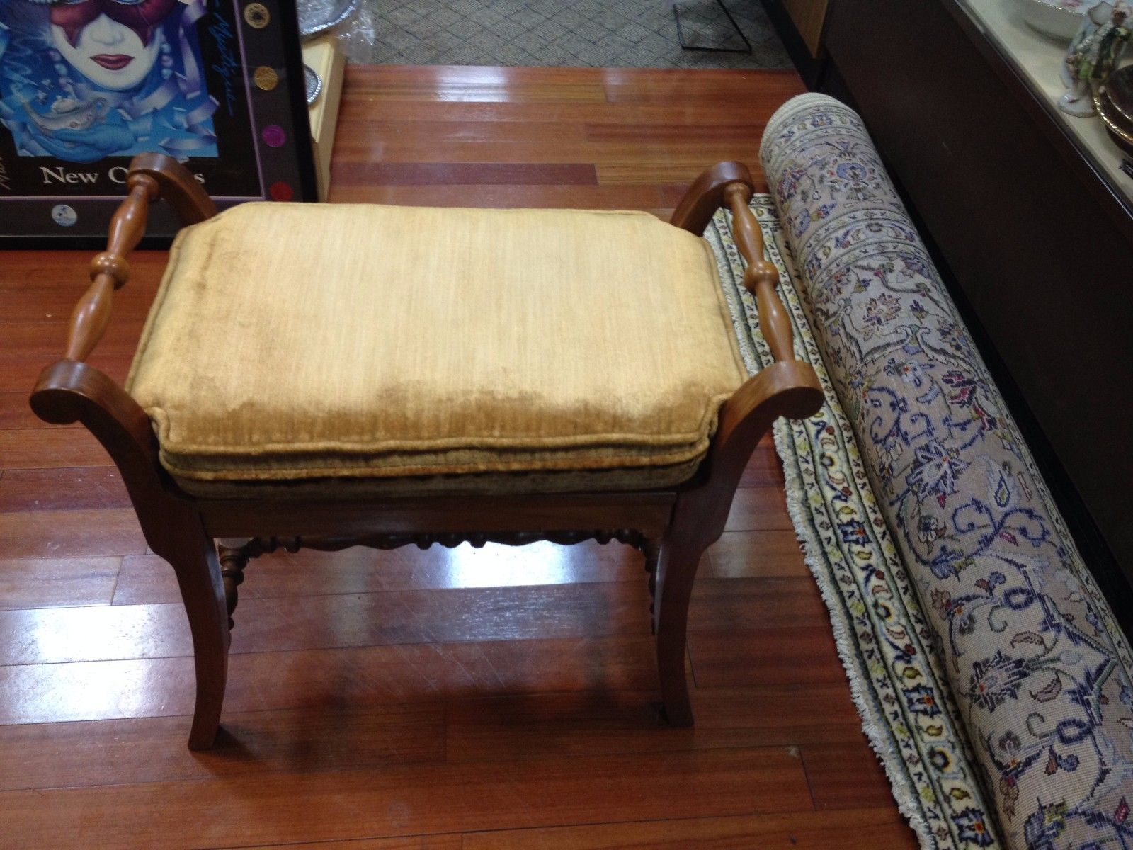 Antique ,Vintage Solid Walnut  Window , Piano, Dresser Bench