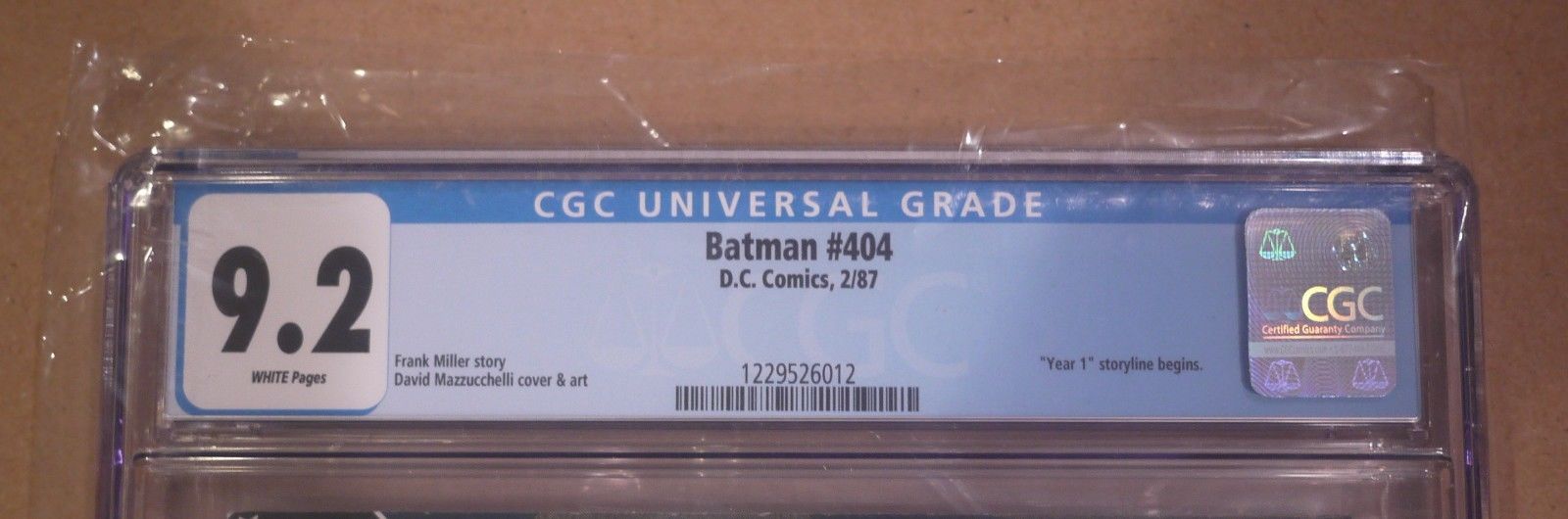 Batman 404 CGC 9.2 Year One 1 WHITE Pages 1st Printing Frank Miller DC Comics