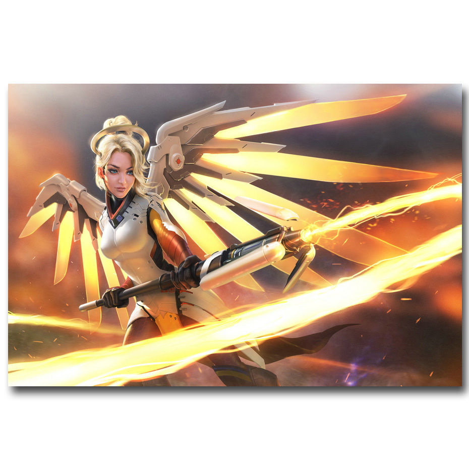 MERCY Overwatch Heroes New Game Art Silk Poster Print 13x20 24x36 inch