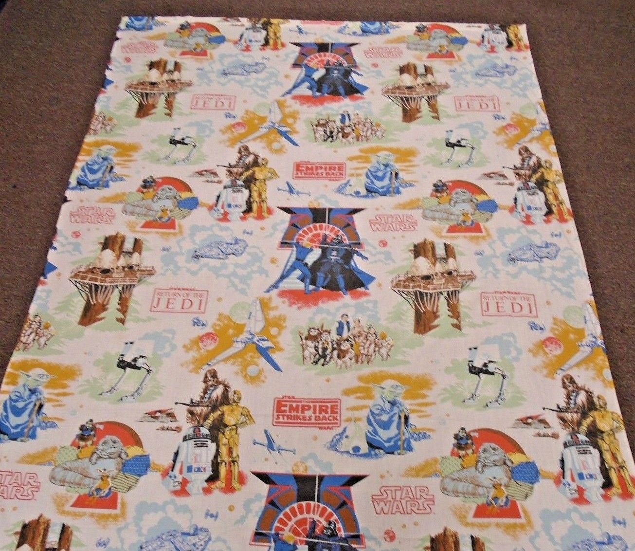 Vintage Star Wars Return of the Jedi Twin Sheets Flat & Fitted, 1983 Sears TESB