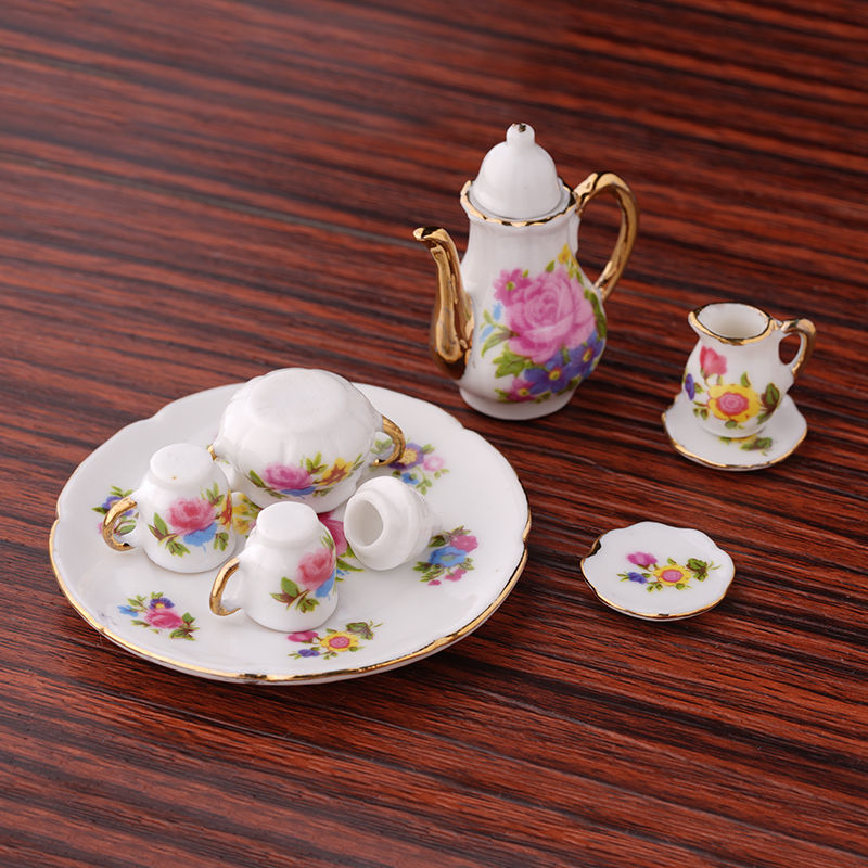 1:12 New Mini Porcelain Tea Set For Miniature Dollhouse Accessory Decor DIY