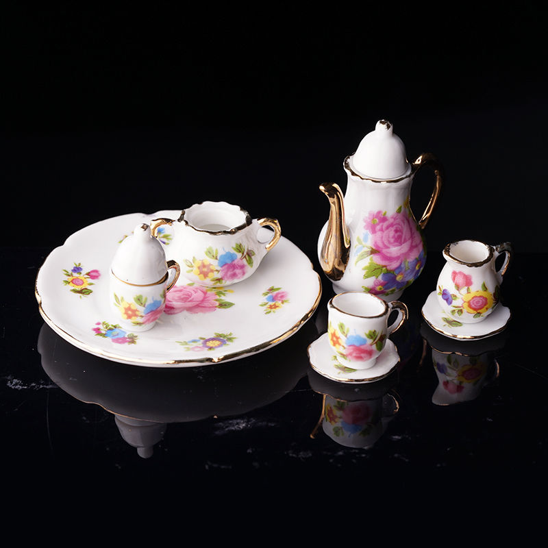 1:12 New Mini Porcelain Tea Set For Miniature Dollhouse Accessory Decor DIY