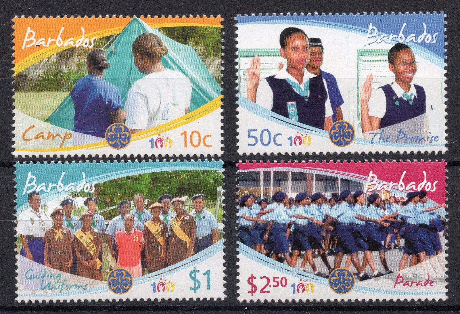 Barbados 2010 Girl Guides  Centenary set & m/sheet UM (MNH)