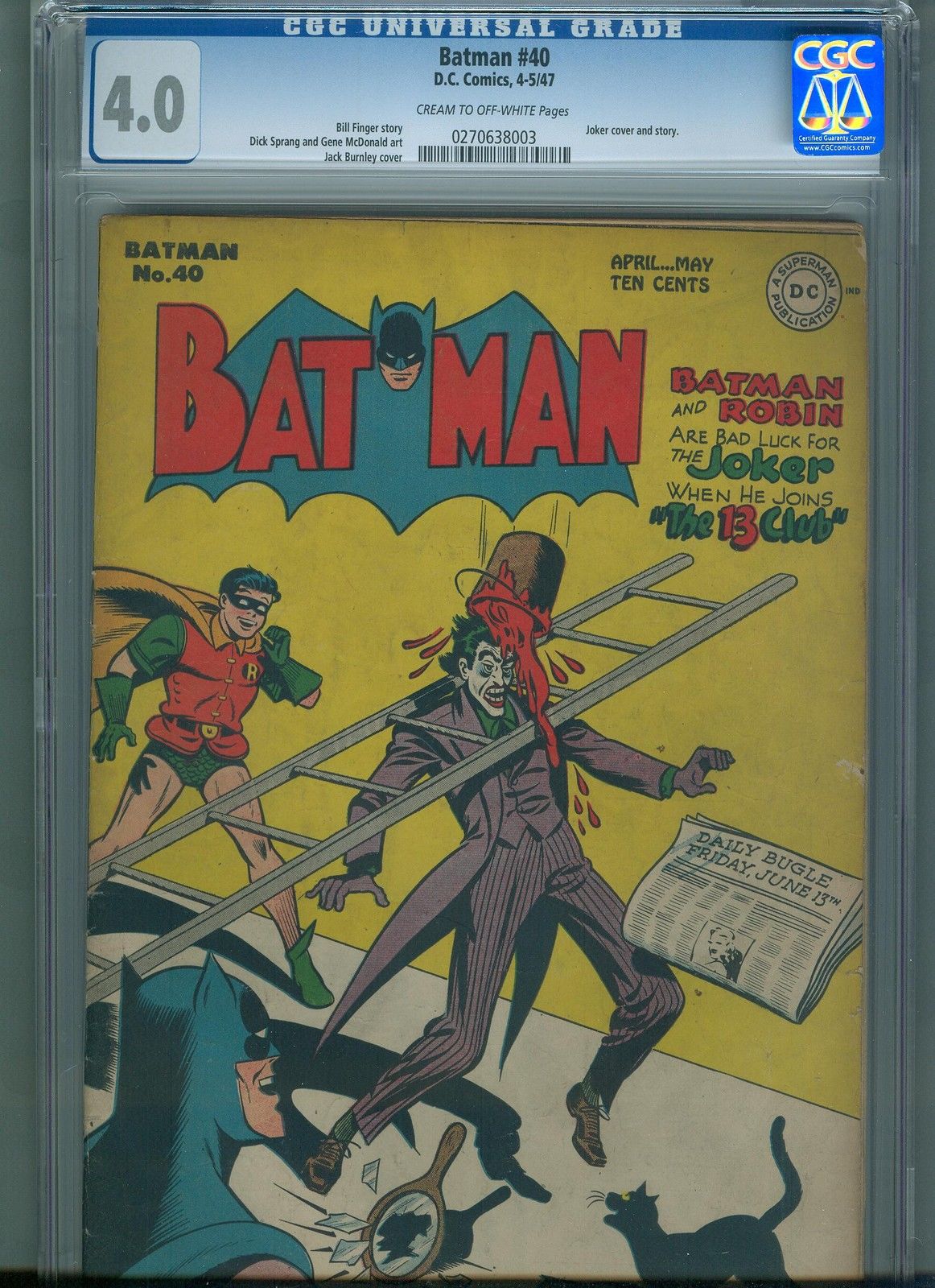 Batman #40 (Apr-May 1947, DC) CGC 4.0 ** Joker Cover & Story ** Golden Age **