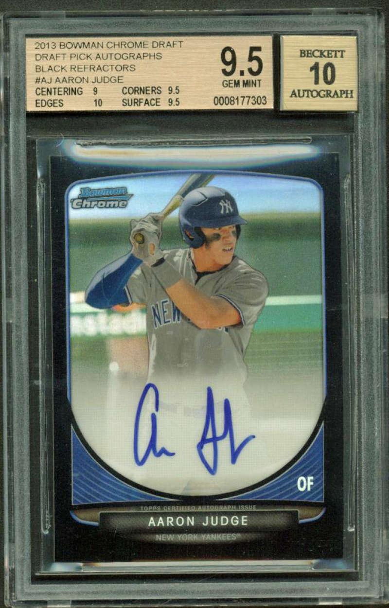 2013 Bowman Chrome Aaron Judge Rookie Signed Black Refractor BGS 9.5 Auto 10