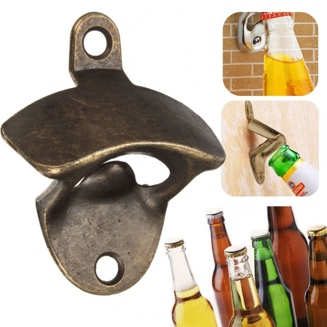 Bronze Metal Wall Mounted Beer Wine Bottle Cap Bar Opener Bar Kitchen Tool