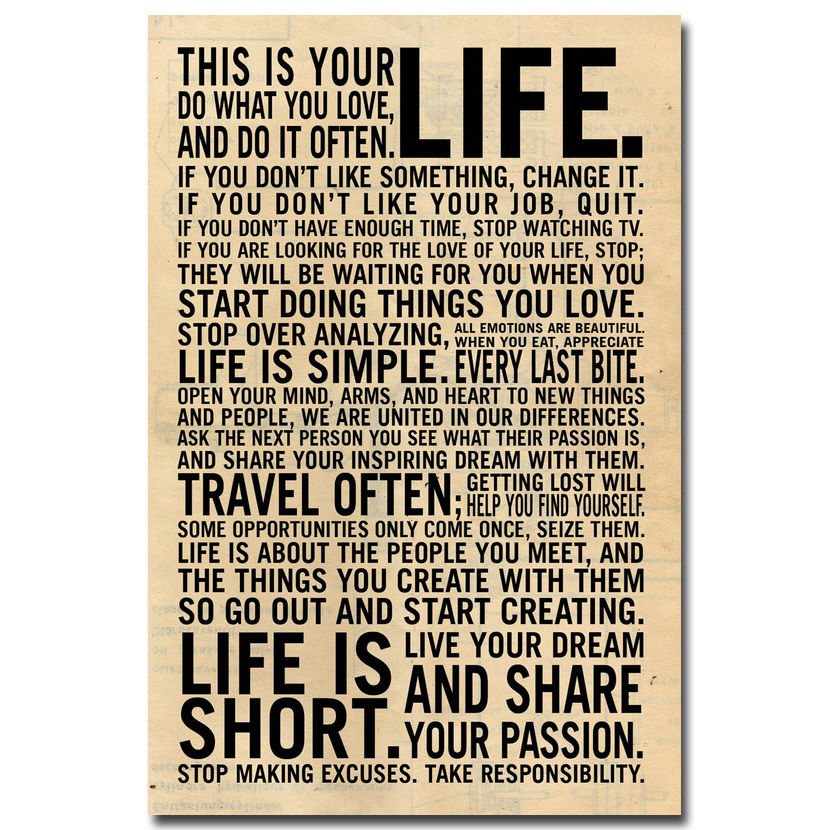 Life Quote Motivational Art Silk Poster 12x18 24x36 inch Home Wall Decoration