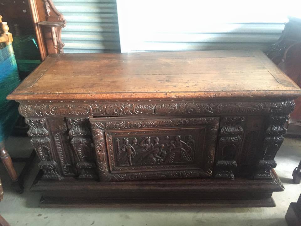 Antique Heavily Carved Continental European Chest 18th / 19th Century