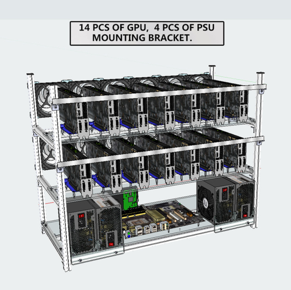 Stackable Mining Rig 14 GPU for mining Bitcoin/BTC/ETH/LTC