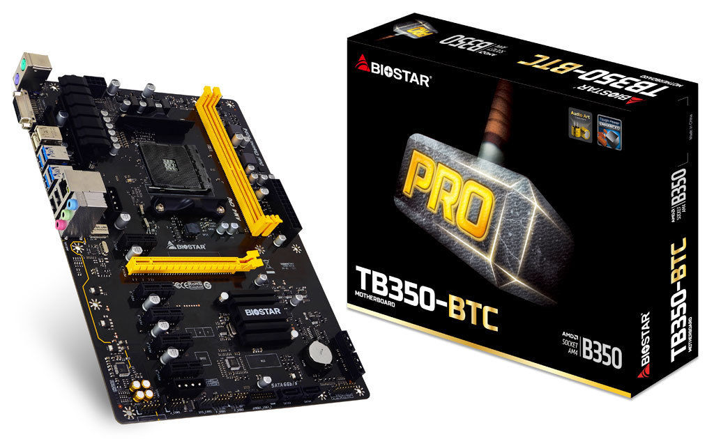 BIOSTAR TB350-BTC AMD Ryzen CPU B350 ATX Motherboards ETH ZCASH ZEC NEW USA