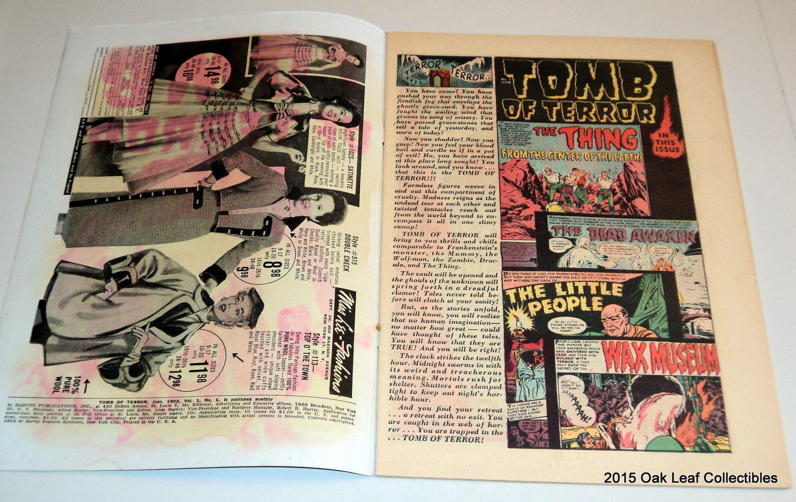 Tomb of Terror 1 1952 Harvey Pre Code Comic Book Fine+