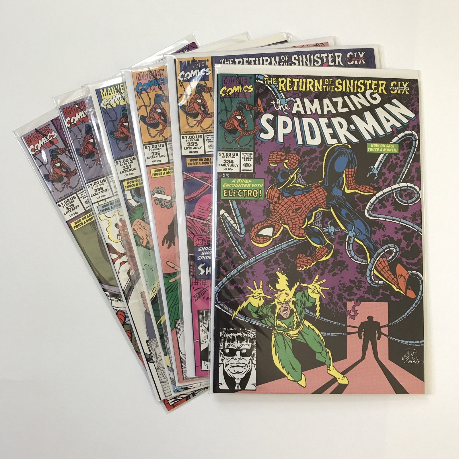 Amazing Spider-Man #334-339 NM- set (Marvel, 1990) Return of the Sinister Six