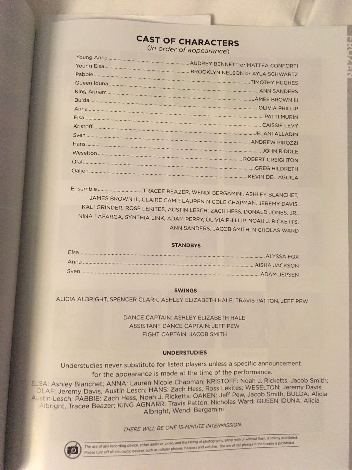 Disney Frozen Denver Colorado Program Playbill From World Premiere Musical