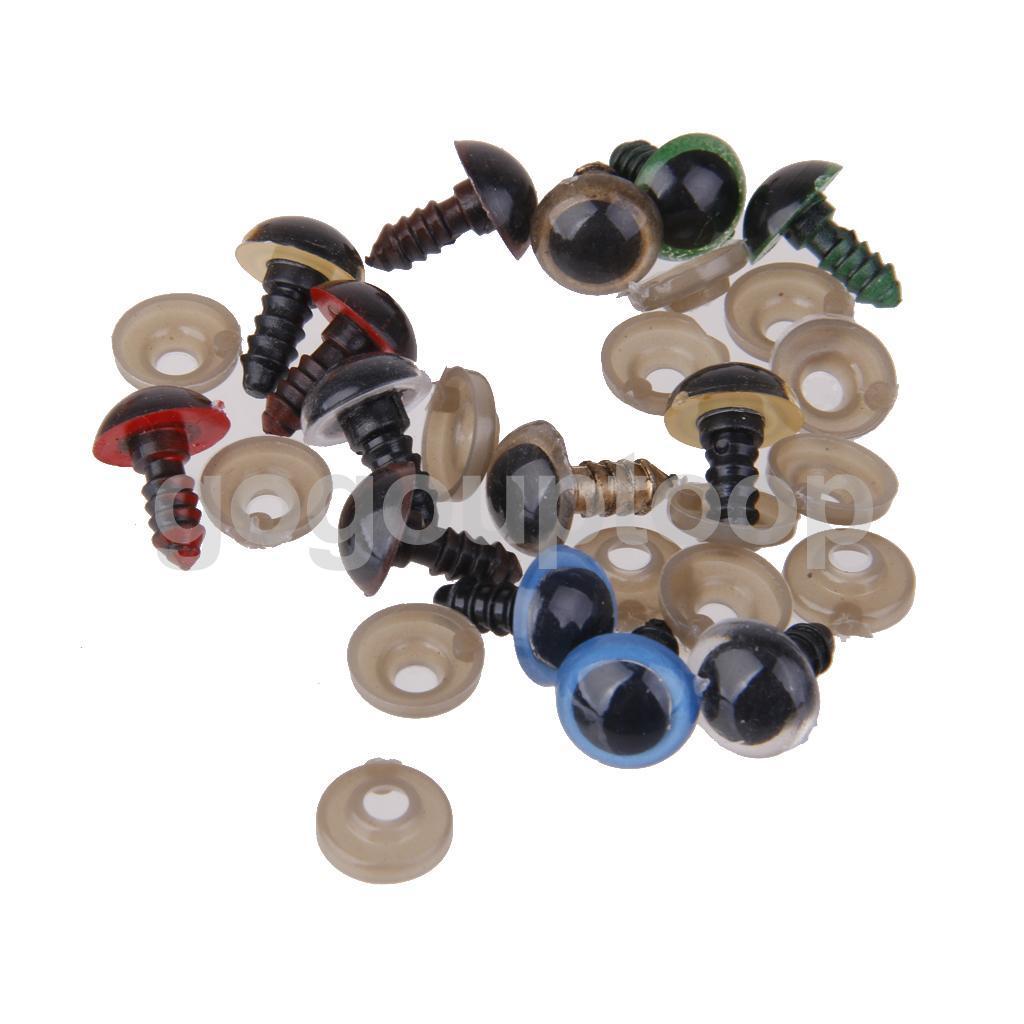 6-12mm Color/Black Plastic Safety Eyes For Teddy Bear Doll Animal Puppet Craft