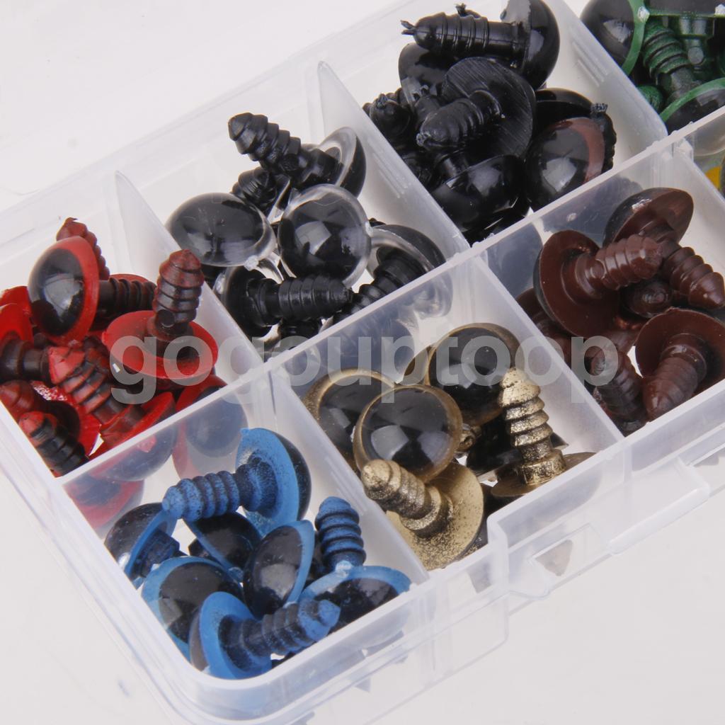 6-12mm Color/Black Plastic Safety Eyes For Teddy Bear Doll Animal Puppet Craft