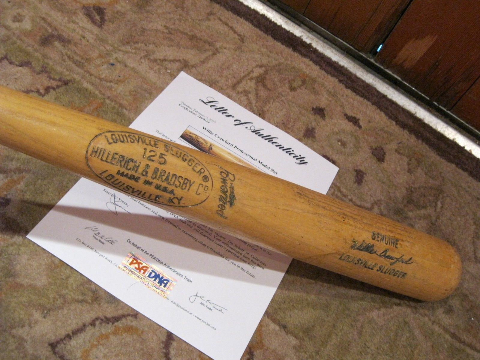 Willie Crawford Game Used Hillerich & Bradsby Baseball Bat PSA Certified