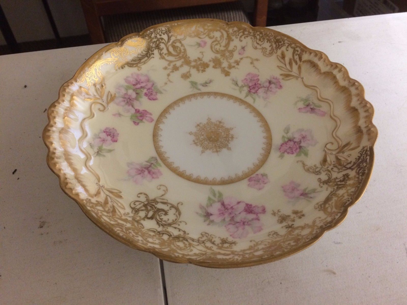 Haviland Limoges France Bowl  Swags of Roses Double Heavy Gold