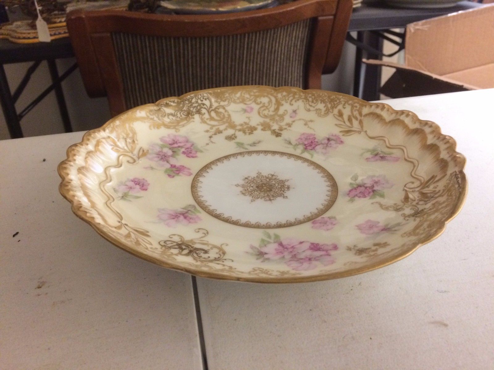 Haviland Limoges France Bowl  Swags of Roses Double Heavy Gold