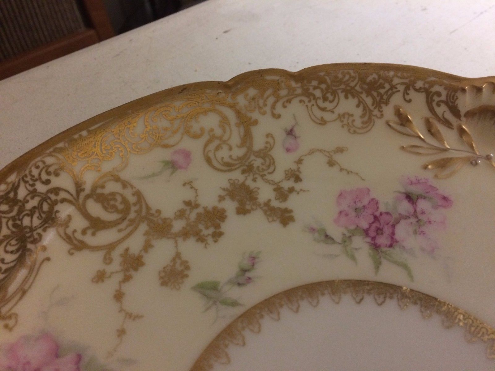 Haviland Limoges France Bowl  Swags of Roses Double Heavy Gold