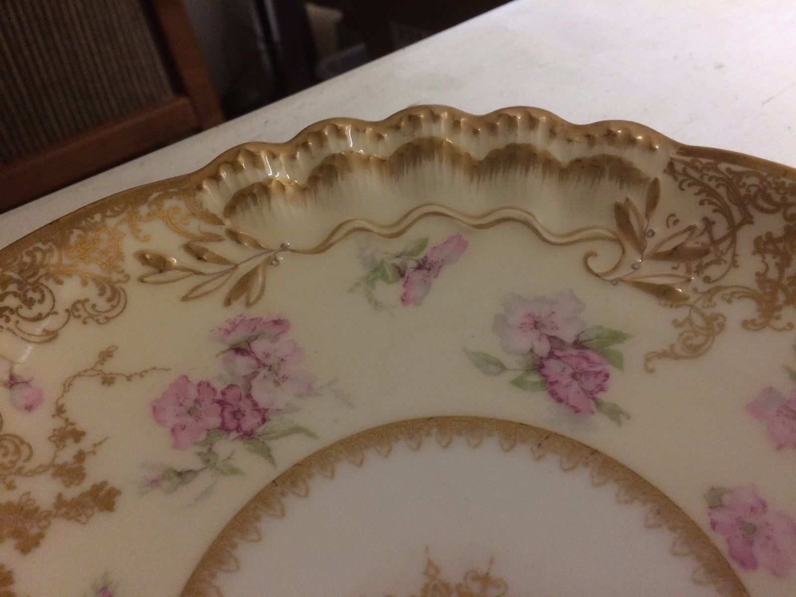 Haviland Limoges France Bowl  Swags of Roses Double Heavy Gold