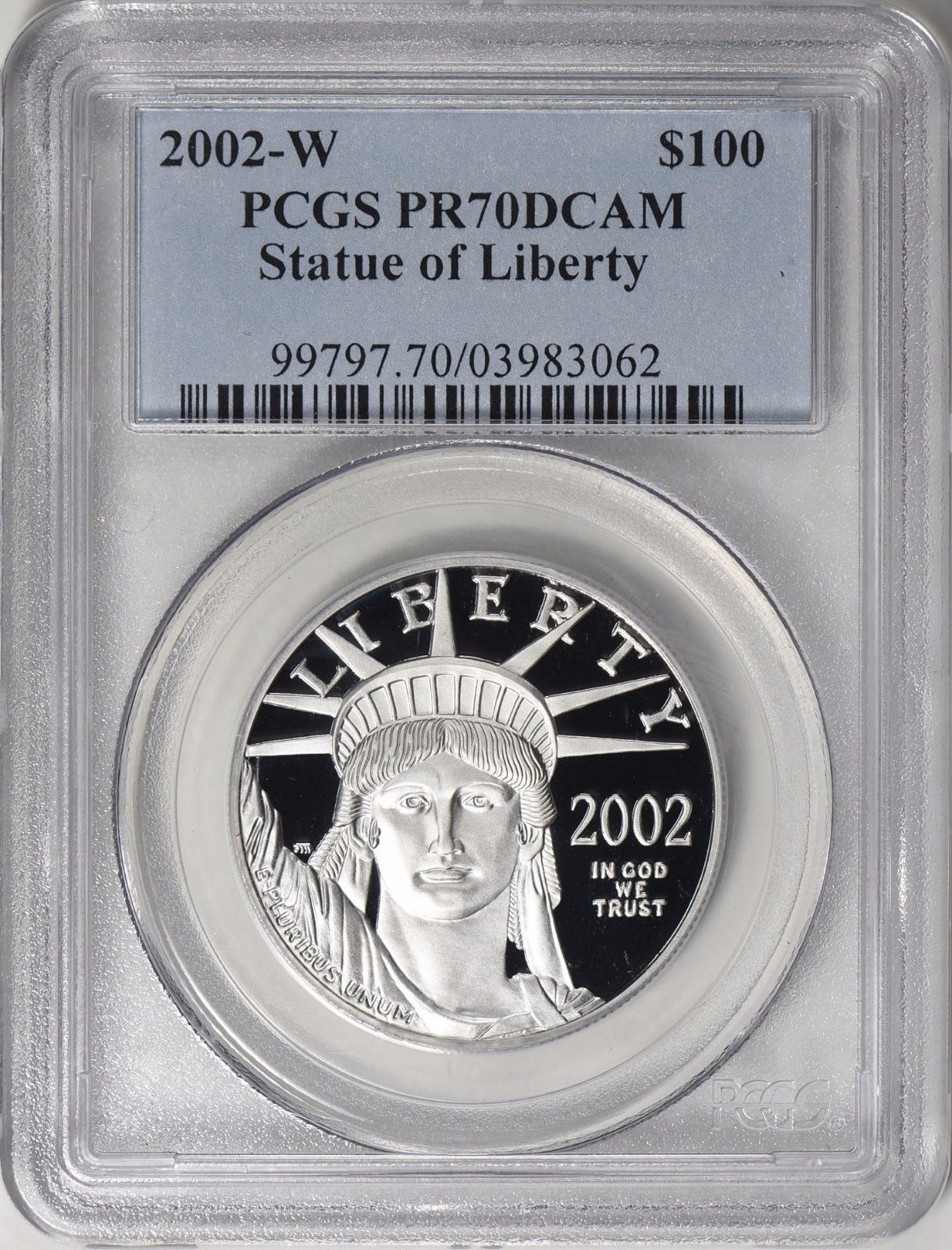 2002-W PCGS PR70 DCAM 1 oz Proof Platinum Eagle $100