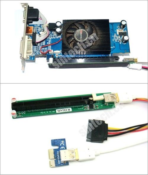 PCI-e express 1X to 16x Riser Card+SATA power+30CM USB 3.0 Cable 4 bitcoin miner