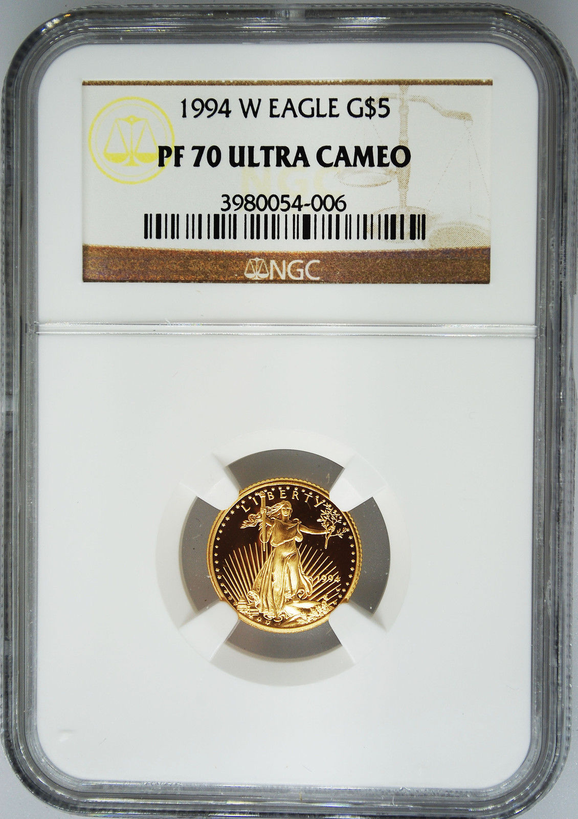 1994-W NGC PF70 UCAM $5 PROOF GOLD EAGLE 1/10 Ounce PR Ultra Cameo West Point