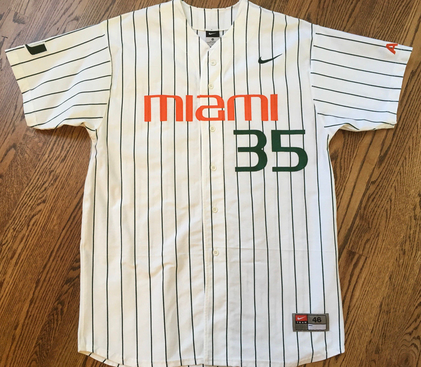 Miami Hurricanes Nike Authentic White Baseball Game Used / Issued Jersey