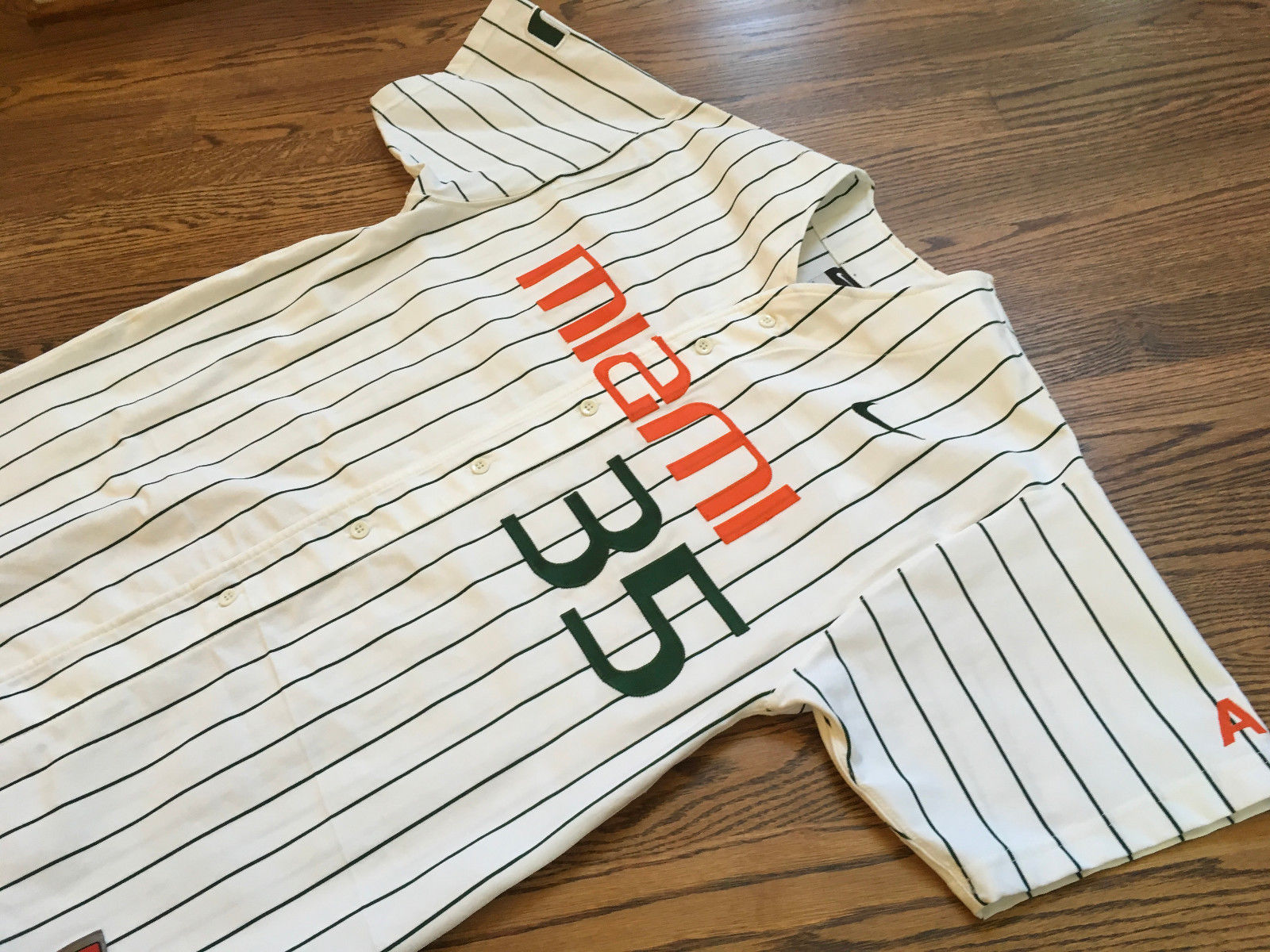 Miami Hurricanes Nike Authentic White Baseball Game Used / Issued Jersey