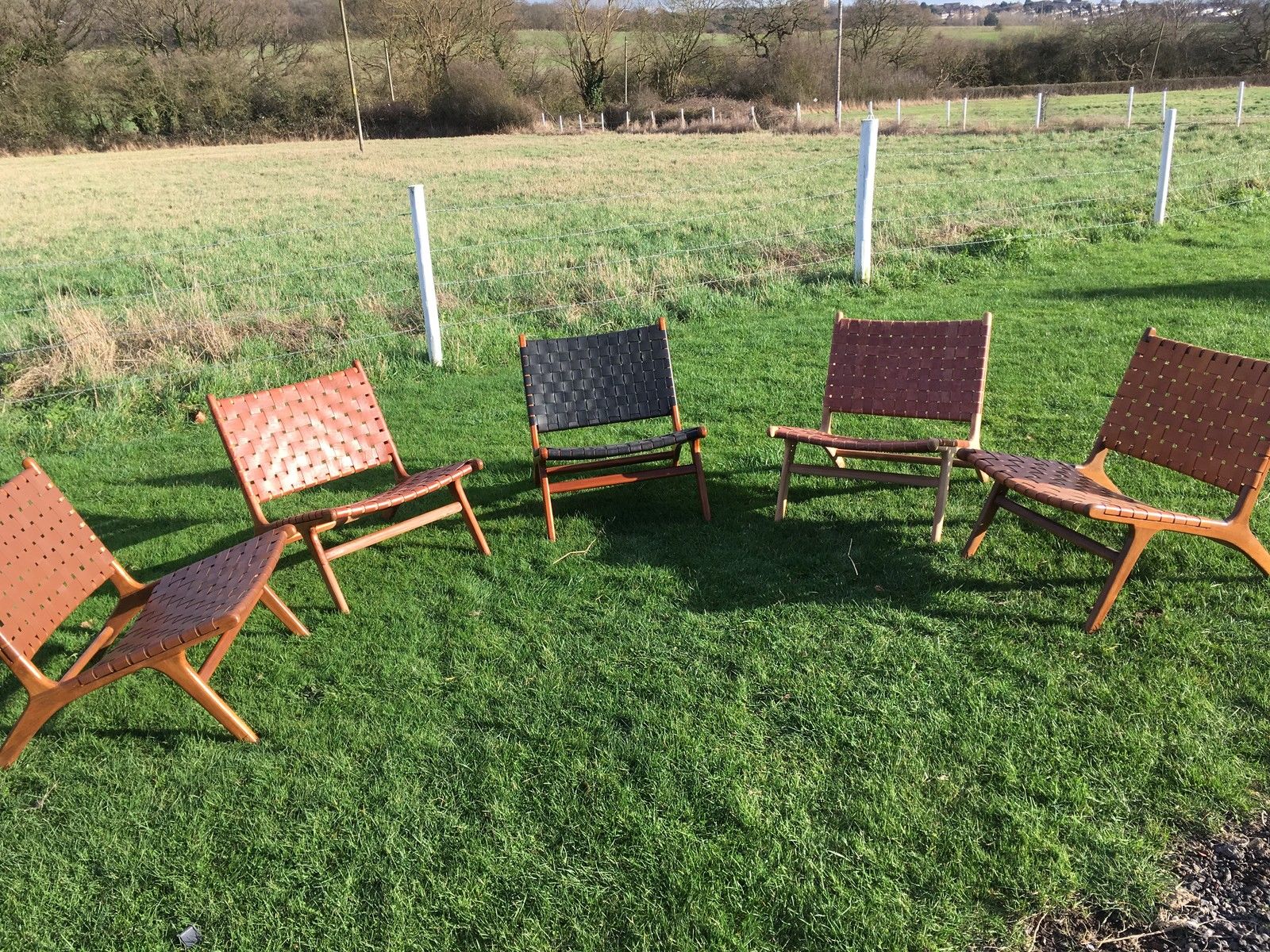 Leather and Wood Lounge Chair Danish Style