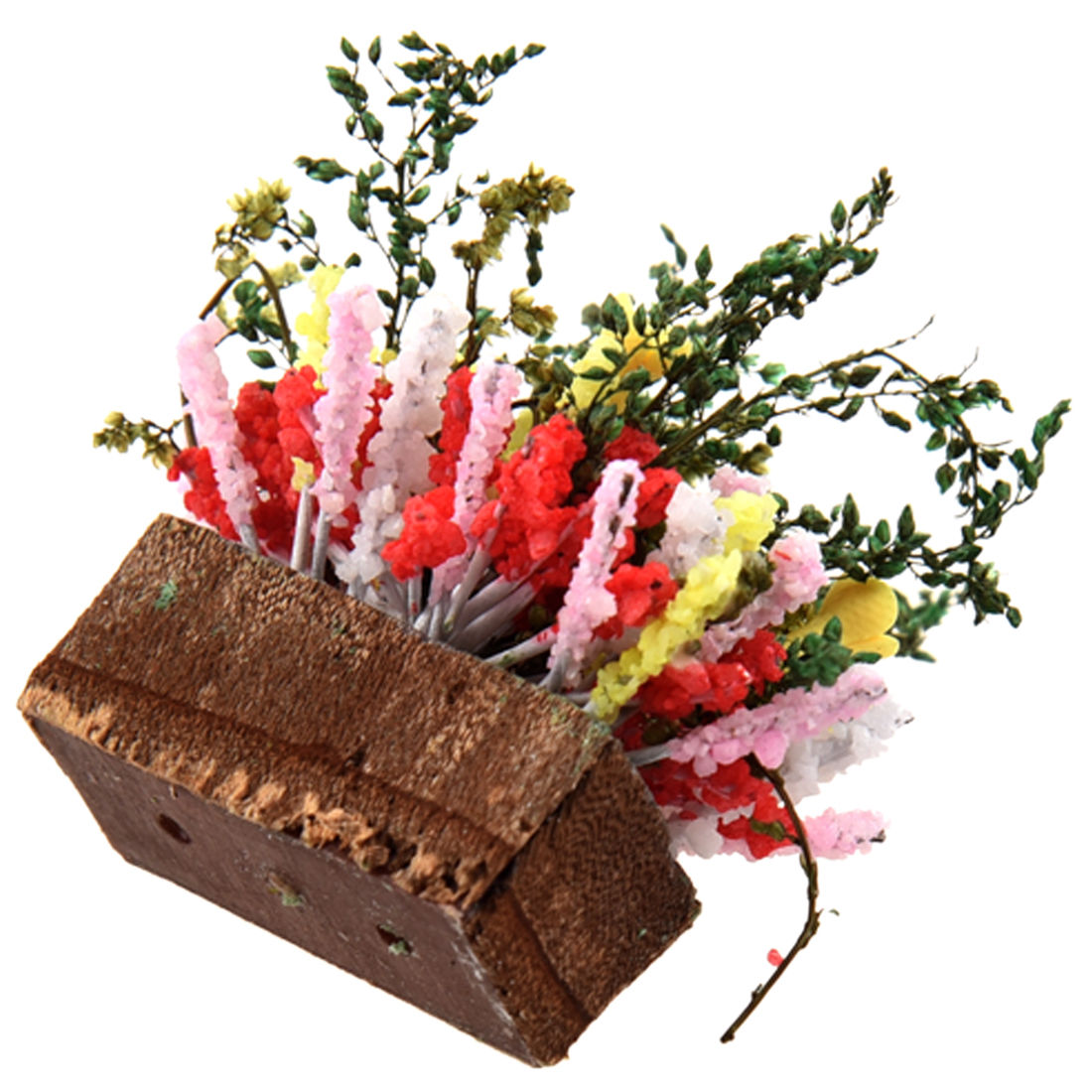 1/12 Dollhouse Miniature Multicolor Flower Bush With Wood Pot LW