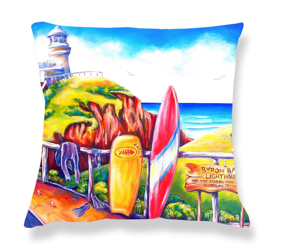 DEBORAH BROUGHTON ART Throw Pillow Cushion COVER 45x45cm Surf Beach & Kombi