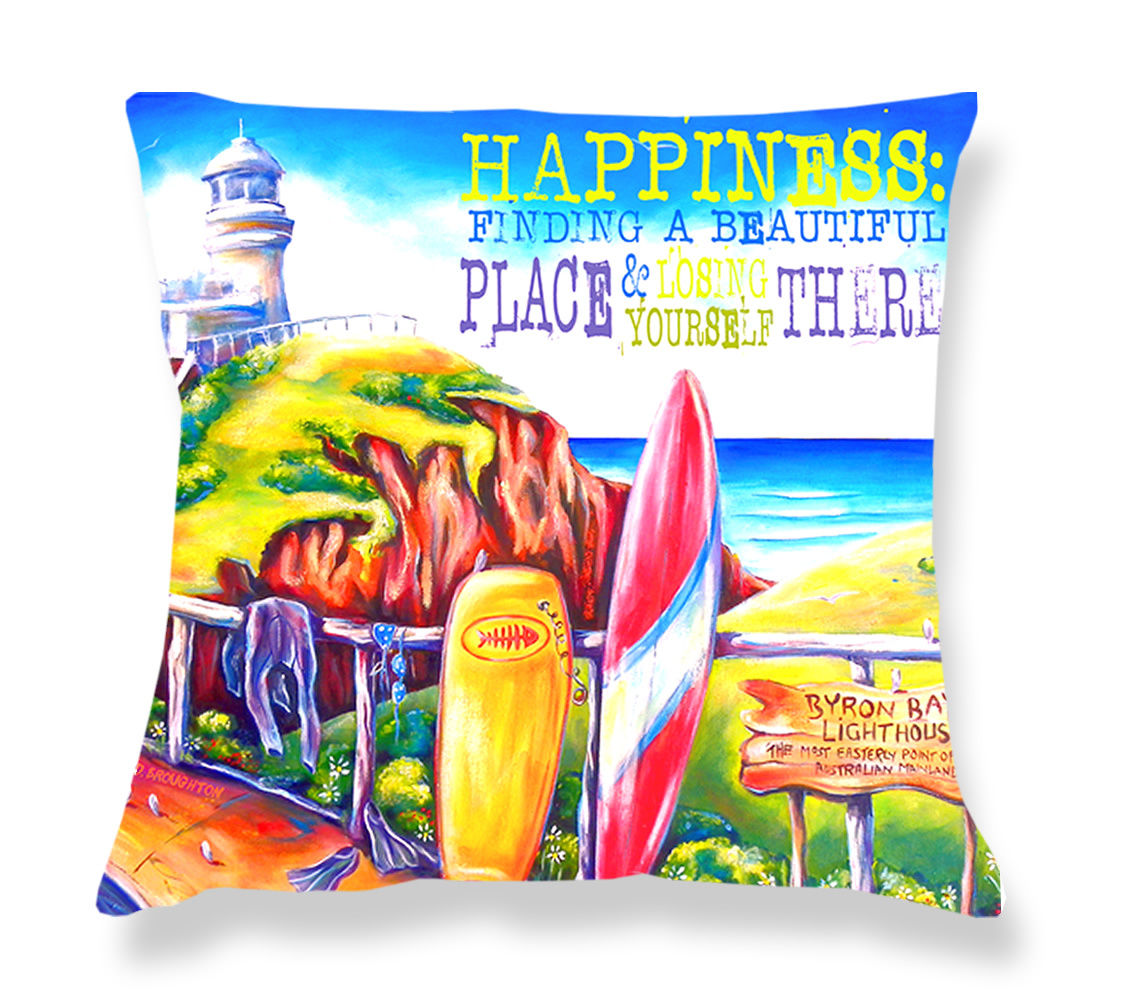 DEBORAH BROUGHTON ART Throw Pillow Cushion COVER 45x45cm Surf Beach & Kombi