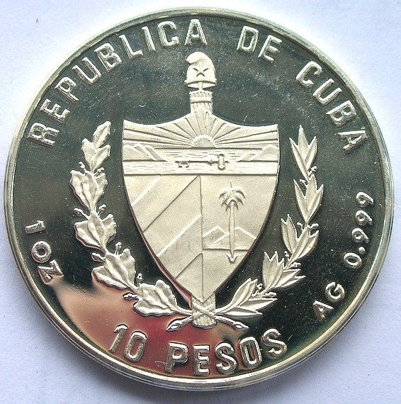 1993 Hero 10 Pesos 1oz Silver Coin,Proof