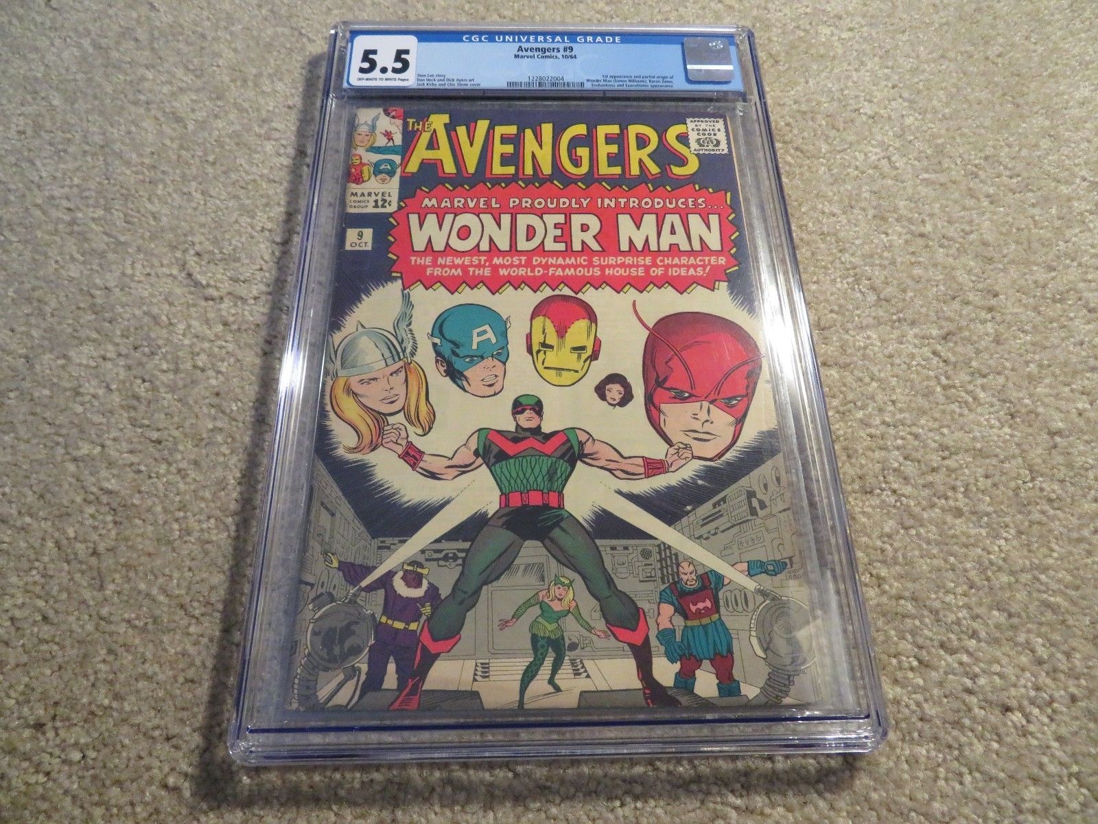 Avengers #9 1st App Wonder Man CGC 5.5 1964 Marvel Off-White To White Pages