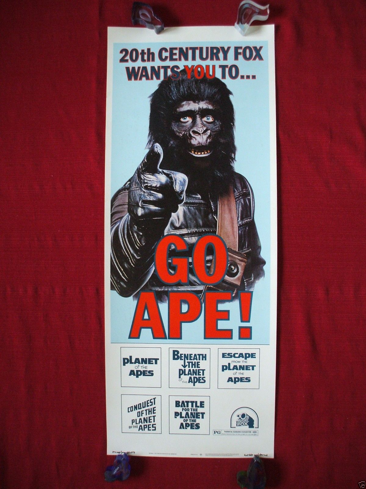 PLANET OF THE APES GO APE! * 1974 ORIGINAL MOVIE POSTER INSERT  RARE & AUTHENTIC