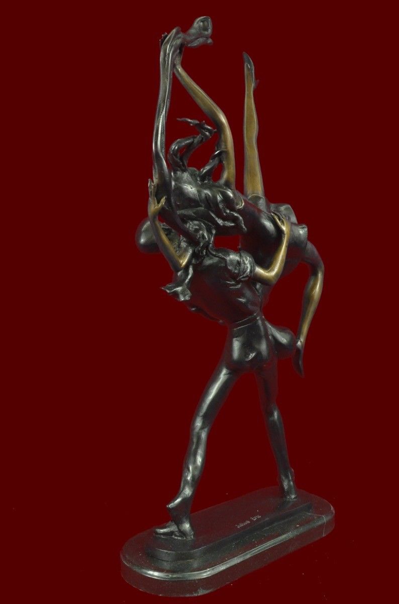 Signed J.Erte Modern Art Abstract Nude Dancer Free Shipping Bronze Sculpture Sta