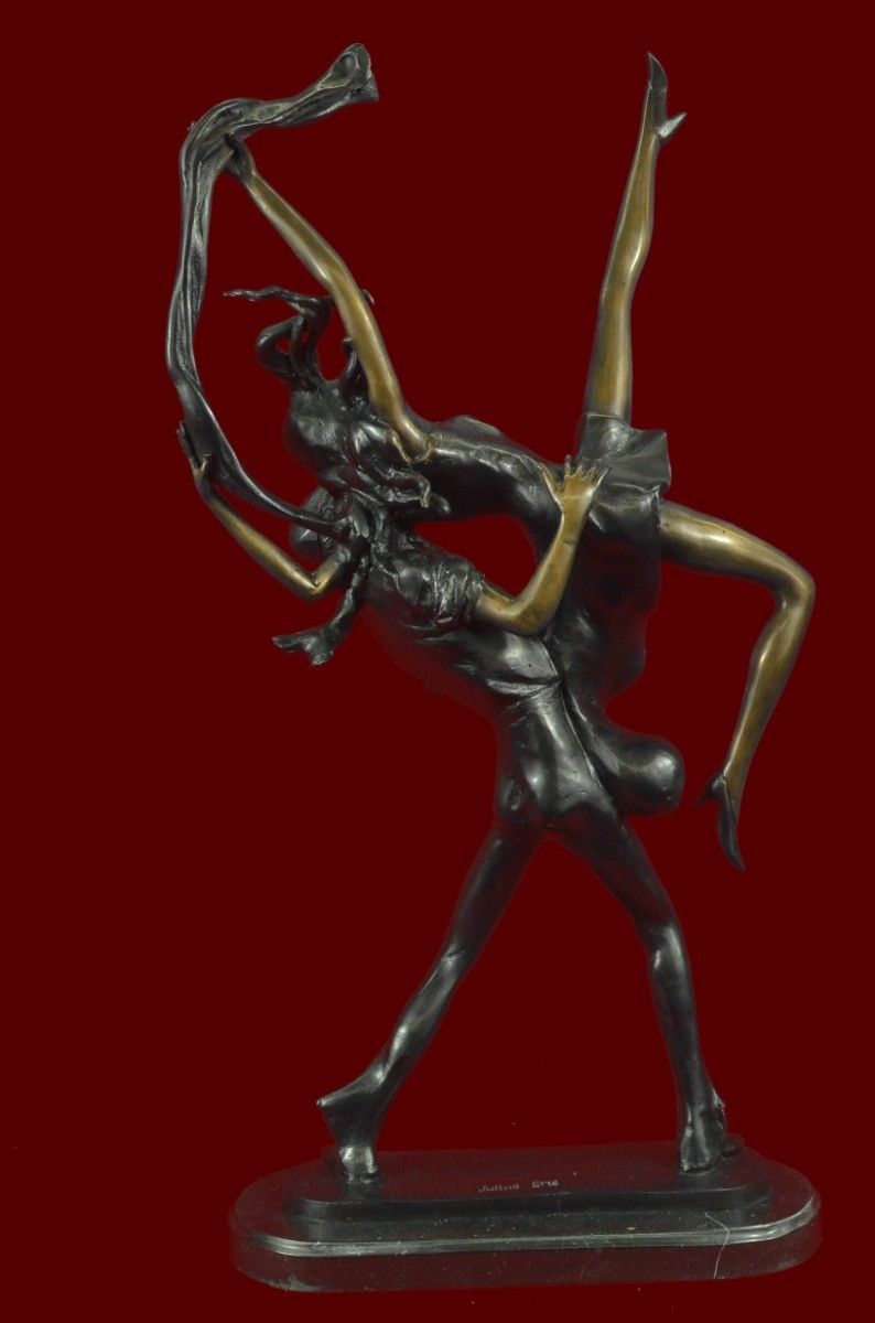 Signed J.Erte Modern Art Abstract Nude Dancer Free Shipping Bronze Sculpture Sta