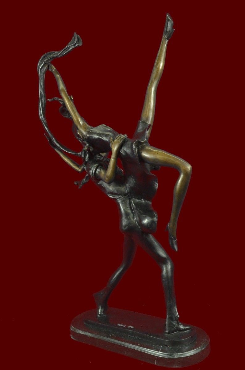 Signed J.Erte Modern Art Abstract Nude Dancer Free Shipping Bronze Sculpture Sta